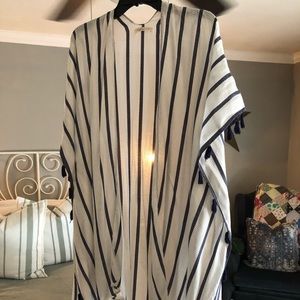 Blue and white stripped shawl